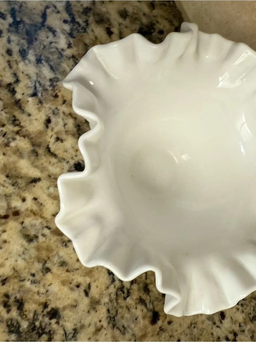 Fenton White Hobnail Ruffled Milk Glass Vase